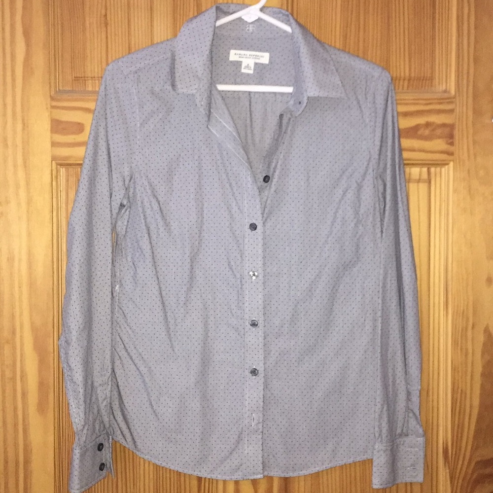 Banana republic grey pin stripes with black dots